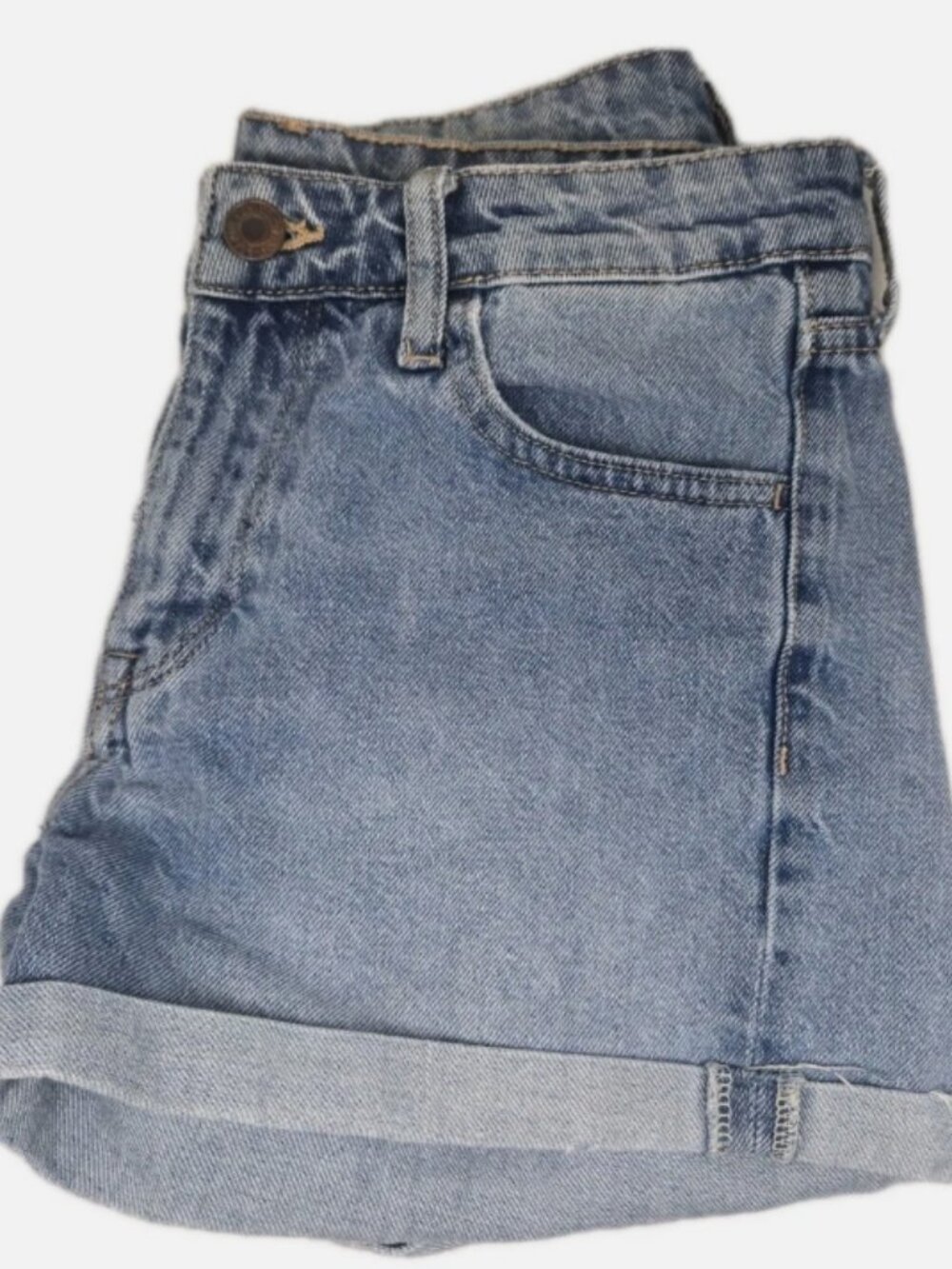 H&M Women's Clothing Size 2 Blue Jean Denim Cuffed Shorts Vintage Style Pants